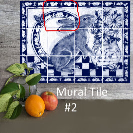 Dedhamブルーホワイトラビットバニームラルタイル# 2 タイル