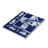 Dedhamブルーホワイトラビットバニームラルタイル# 9 タイル (側面)