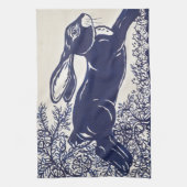 Dedhamブルーラビット、ヴィンテージブルー&ホワイトデザイン キッチンタオル (縦)