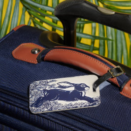 Dedhamブルーラビット、ヴィンテージブルー&ホワイトデザイン ラゲッジタグ