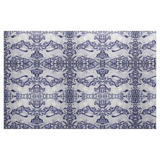 Dedham Blue & White Rabbit Tile Designerファブリック ファブリック (ファットクウォーター)