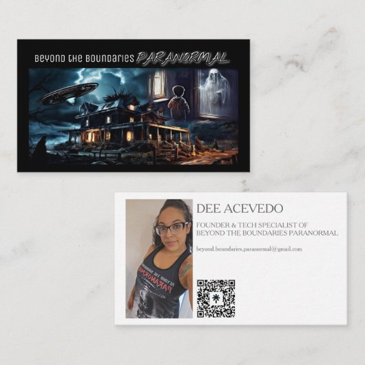 Dee Paranormal Horizontal Business Card with Photo 名刺 (正面/裏面)