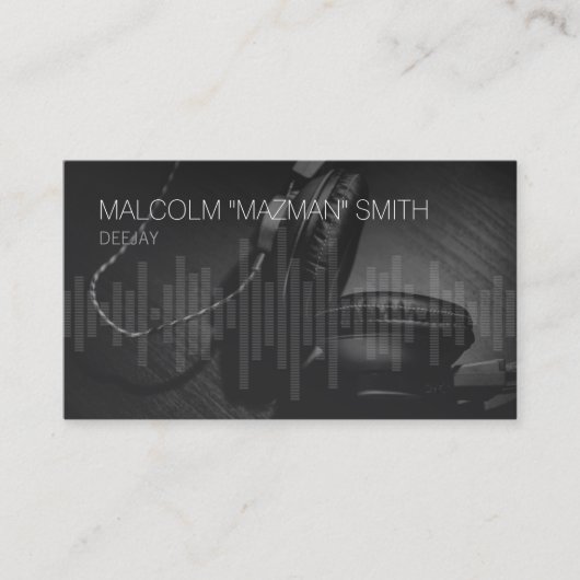 DeejayディスクジョッキーDJサウンドウェーブヘッドフォン 名刺 (正面)