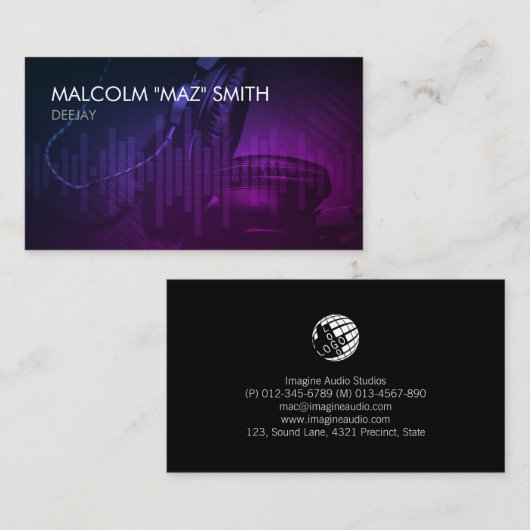 Deejay Disk Jockey DJ 名刺 (正面/裏面)