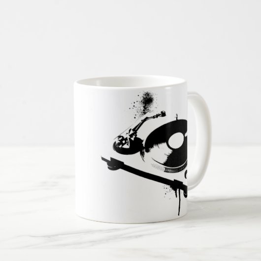 Deejay DJターンテーブルコーヒーマグ |ハウスミュージックギフト コーヒーマグカップ (正面右)