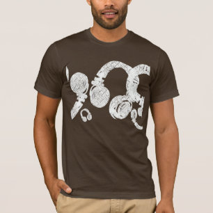 deejay dj D.J. white head/phones インスパイア. music Tシャツ