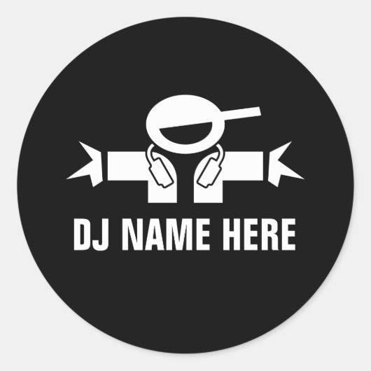 Deejay name stickers for music DJ Disk Jockey ラウンドシール (正面)