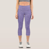 Deep Amethyst Glitter Style Horizontal Stripes  カプリレギンス (正面)