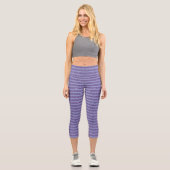 Deep Amethyst Glitter Style Horizontal Stripes  カプリレギンス (正面)