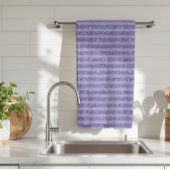 Deep Amethyst Glitter Style Horizontal Stripes  キッチンタオル