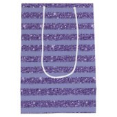 Deep Amethyst Glitter Style Horizontal Stripes  ミディアムペーパーバッグ (裏面)