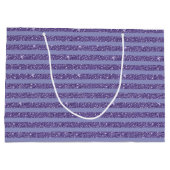 Deep Amethyst Glitter Style Horizontal Stripes  ラージペーパーバッグ (裏面)