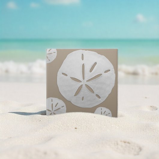 Deep Beige & White Tropical Beach Sand Dollar タイル