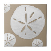 Deep Beige & White Tropical Beach Sand Dollar タイル (正面)