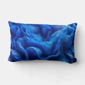 "Deep Blue Abstract Wave Lumbar Throw Pillow ランバークッション (裏面)