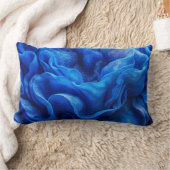 "Deep Blue Abstract Wave Lumbar Throw Pillow ランバークッション (ブランケット)