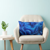 "Deep Blue Abstract Wave Lumbar Throw Pillow ランバークッション (椅子)