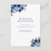 Deep Blue Boho Florals – Rustic Wedding エンクロージャーカード (正面)