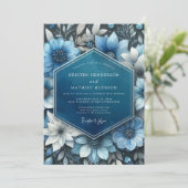 Deep Blue Botanical Opulence Wedding 招待状 (スタンド正面)