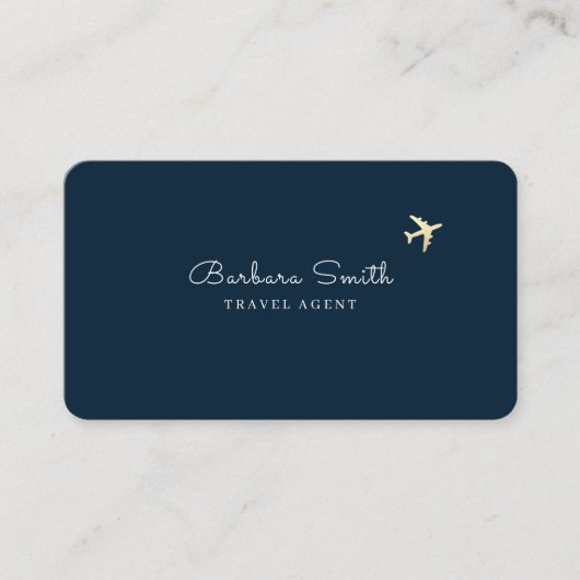 Deep-Blue Business Card for a Travel Agent  名刺 (正面)