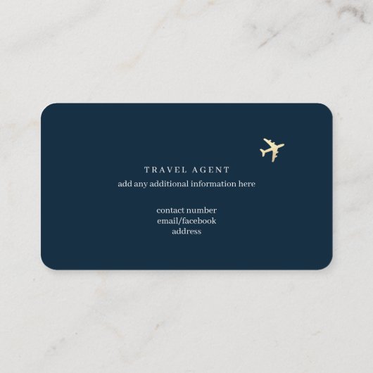 Deep-Blue Business Card for a Travel Agent  名刺 (裏面)
