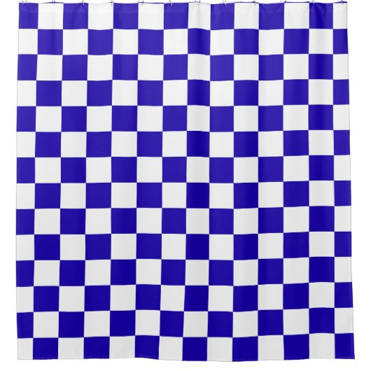 Deep blue checkered  シャワーカーテン (正面)