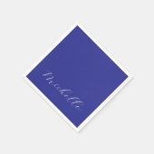 Deep Blue Color Plain Modern Own Name Calligraphy スタンダードカクテルナプキン (角)