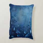 Deep Blue Decorative Leaves アクセントクッション (裏面(縦))