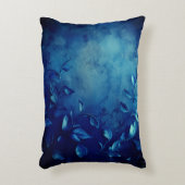 Deep Blue Decorative Leaves アクセントクッション (正面(垂直))
