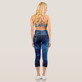 Deep Blue Decorative Leaves カプリレギンス (裏面)