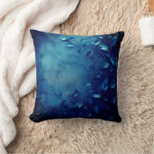 Deep Blue Decorative Leaves クッション (ブランケット)