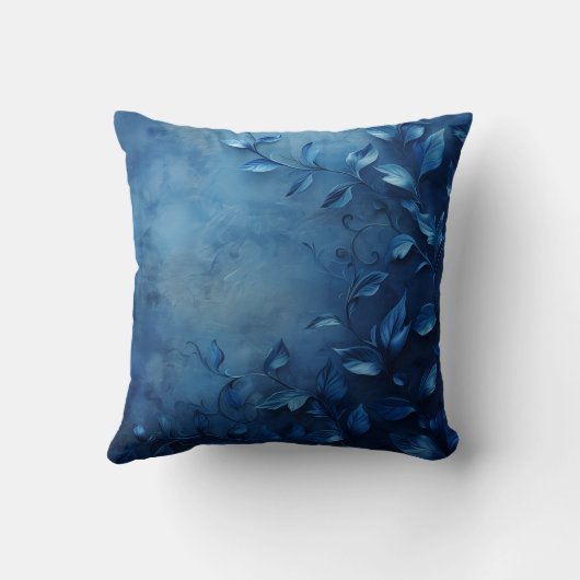 Deep Blue Decorative Leaves クッション (裏面)