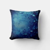 Deep Blue Decorative Leaves クッション (正面)