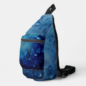 Deep Blue Decorative Leaves スリングバッグ (右コーナー)