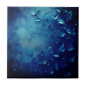 Deep Blue Decorative Leaves タイル (正面)
