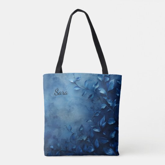 Deep Blue Decorative Leaves トートバッグ (裏面)