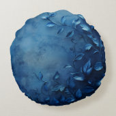 Deep Blue Decorative Leaves ラウンドクッション (裏面)
