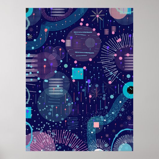 Deep Blue Dreams Abstract Art ポスター (正面)