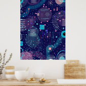 Deep Blue Dreams Abstract Art ポスター (キッチン)