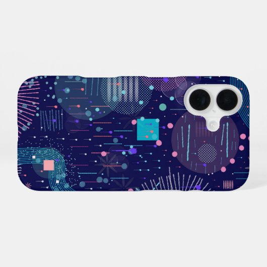 Deep Blue Dreams Abstract Art iPhone 16ケース (裏面横)