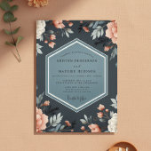 Deep Blue Floral Whimsy Wedding 招待状