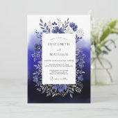 Deep Blue Floral Woodland Wedding 招待状 (スタンド正面)