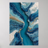 Deep Blue Gold Vein Ocean Abstract ポスター (正面)