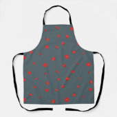 Deep Blue Gray Japanese Quince Floral Pattern エプロン (正面)
