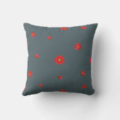 Deep Blue Gray Japanese Quince Floral Pattern クッション (裏面)