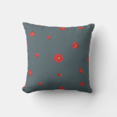 Deep Blue Gray Japanese Quince Floral Pattern クッション (正面)