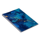 Deep Blue Ink Marble Notebook with Gold Flow Lines ノートブック (右側)