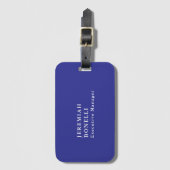 Deep blue minimalist modern plain ラゲッジタグ (正面縦)