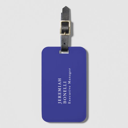 Deep blue minimalist modern plain ラゲッジタグ (正面縦)