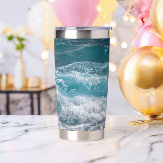Deep Blue Ocean Wave Custom Image Personalized 保温保冷タンブラー (バチェラーパーティー)